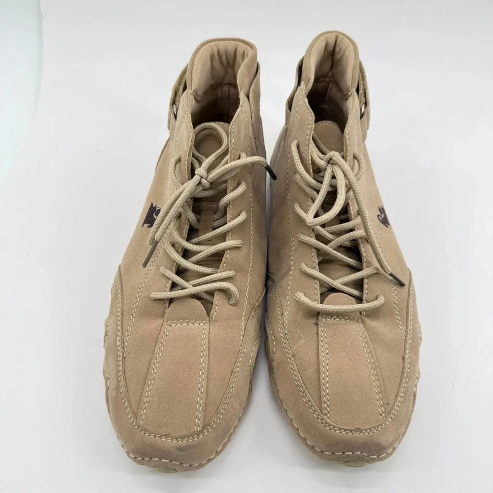 LDECK Driving Ankle Boots Mens 44 Strap Nubuck Leather Tan Solid